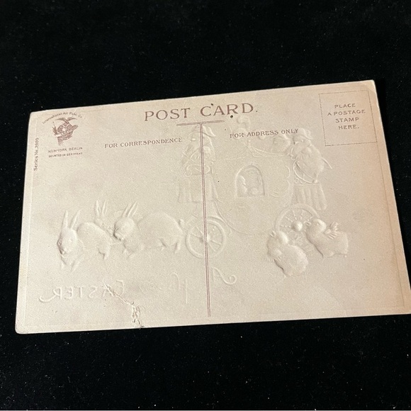 Vtg 1910 Anthropomorphic Chicks Soldiers Driving Bunny Rabbits Carriage Easter - Picture 8 of 9